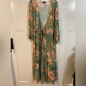 green wrap dress long sleeve